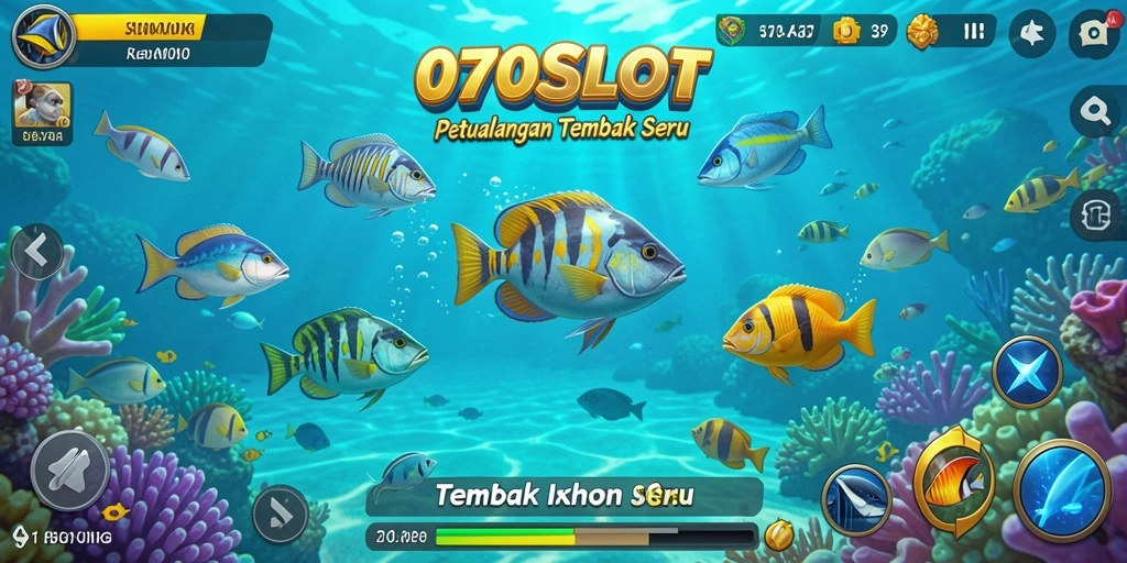 Screenshot gameplay 070SLOT menampilkan aksi seru tembak ikan.