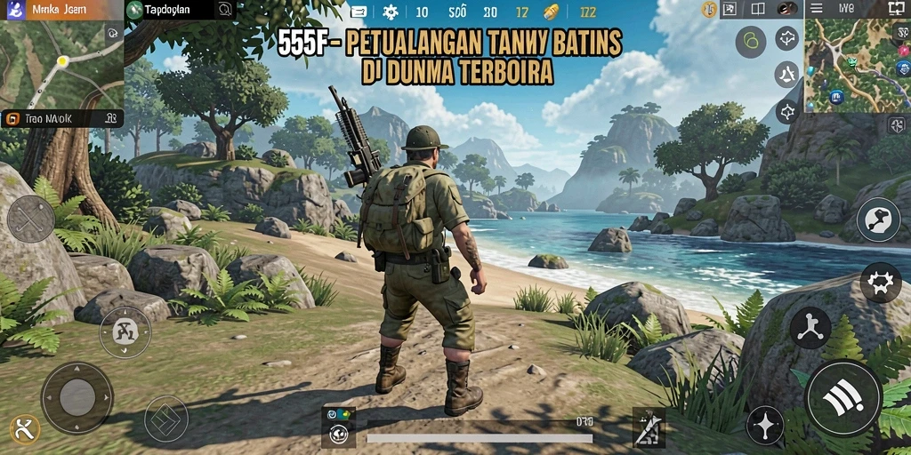 Tangkapan layar gameplay 555F menampilkan petualangan seru di dunia terbuka.
