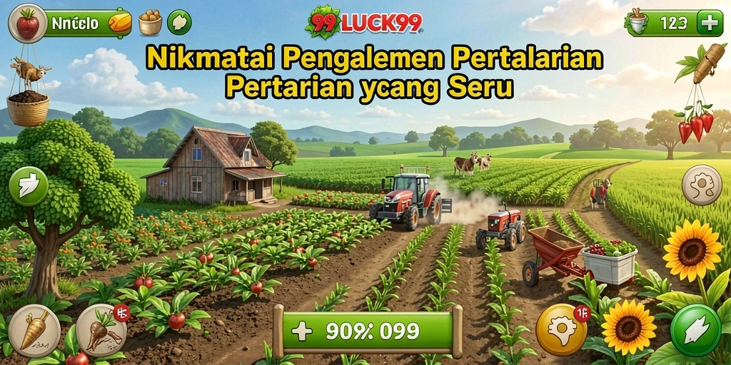 Screenshot gameplay 99LUCK99 menampilkan aktivitas bertani yang seru.