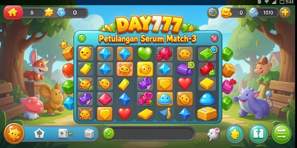 Tampilan gameplay seru dari DAY777 dengan momen mencocokkan yang mendebarkan.