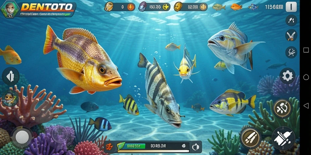 Tampilan menarik dari gameplay Tembak Ikan DENTOTO yang seru.