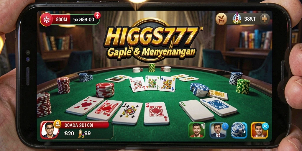 Tampilan gameplay seru HIGGS777 saat bermain Gaple dengan teman.