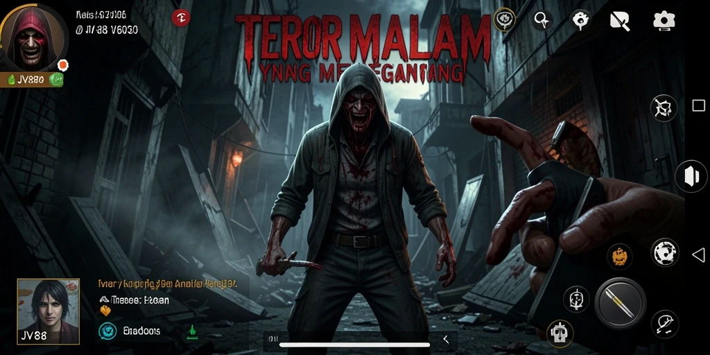 Tangkapan layar gameplay JV88 yang menegangkan dan menakutkan.