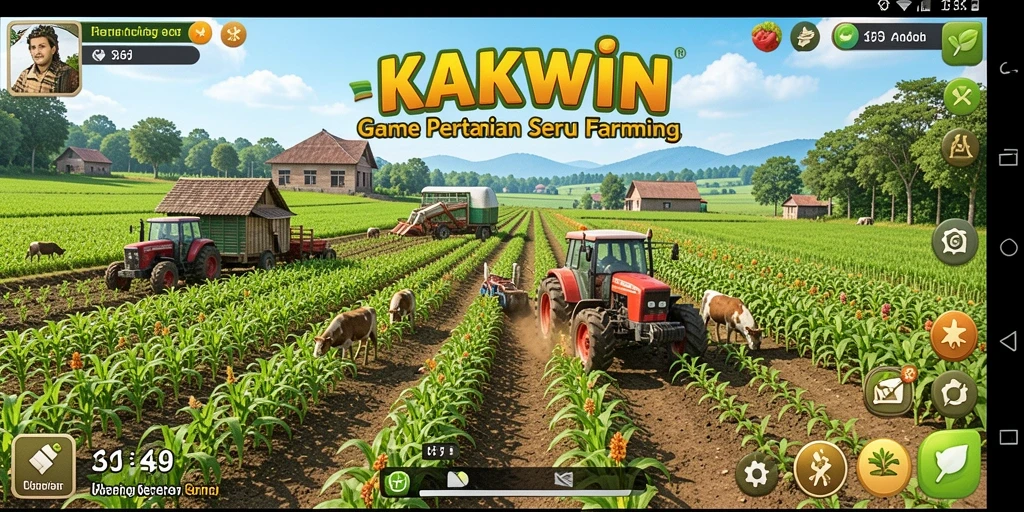 Tampilan gameplay KAKWIN yang menarik dengan berbagai tanaman dan hewan.