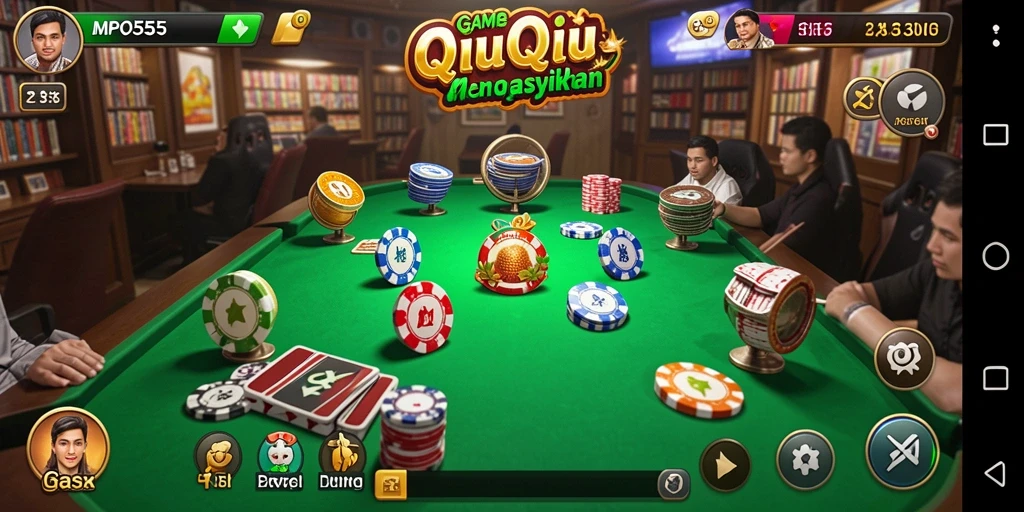 Tampilan gameplay seru dalam aplikasi MPO555 QiuQiu.