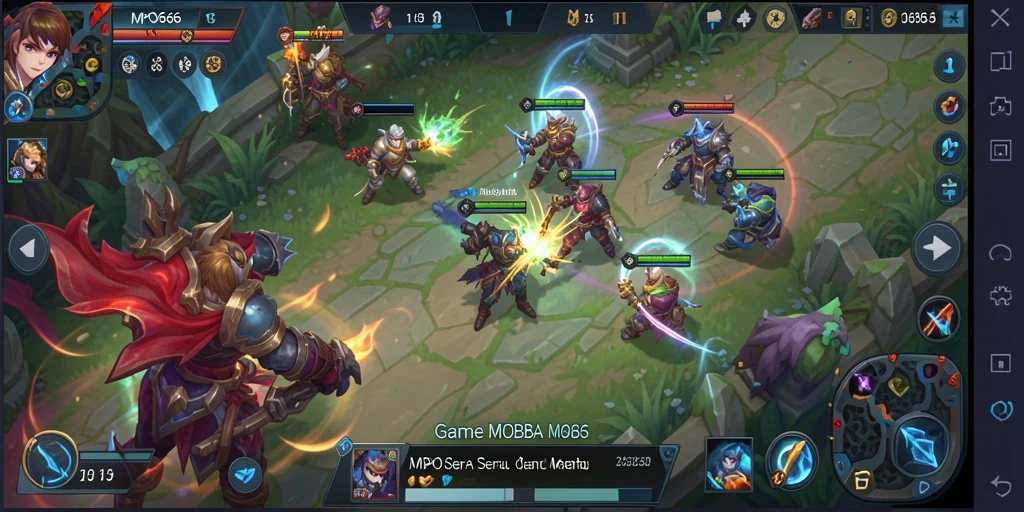 Tangkapan layar utama MPO666 menampilkan aksi gameplay MOBA yang seru.
