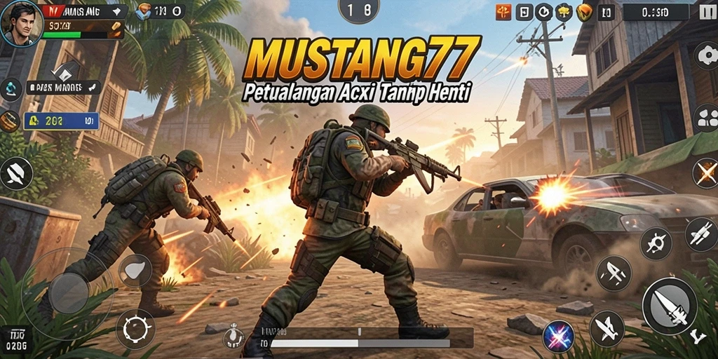 Screenshot gameplay MUSTANG77 menampilkan aksinya yang mendebarkan.