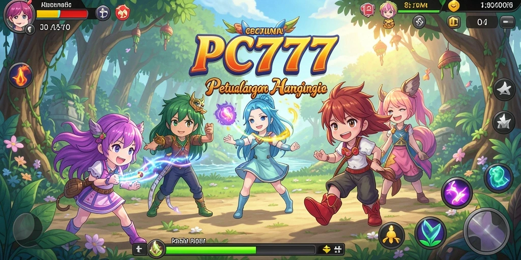 Tampilan dinamis dari gameplay PC777 penuh aksi anime.