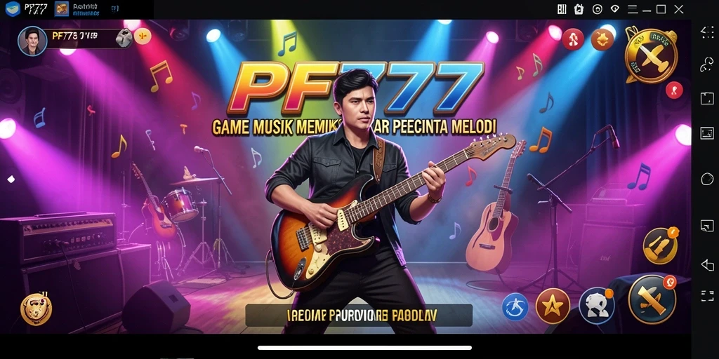 Screenshot PF777 yang menunjukkan gameplay musik yang seru.