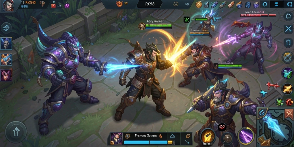 Screenshot gameplay RK88 menampilkan aksi seru dalam pertarungan MOBA.