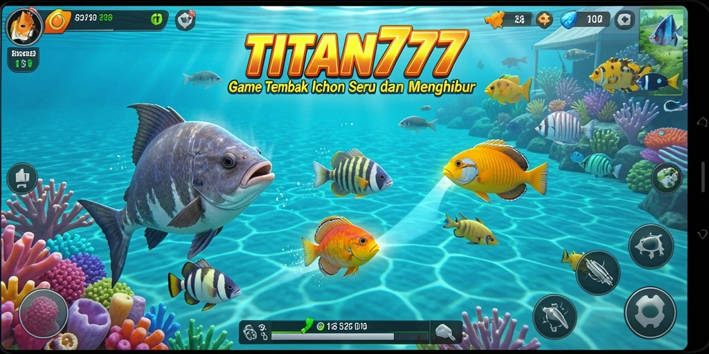 Screenshot menampilkan aksi menembak ikan di TITAN777.