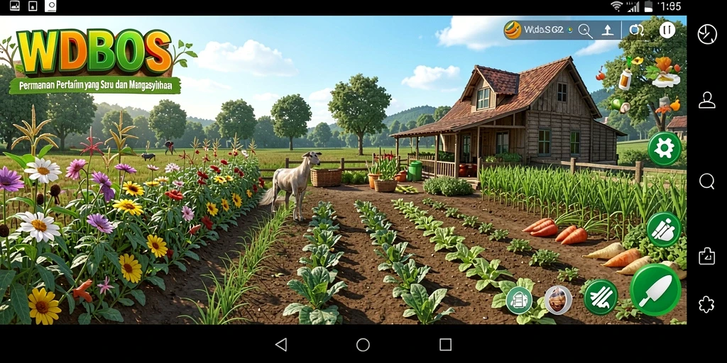 Tampilan gameplay WDBOS yang menarik dengan aktivitas pertanian.