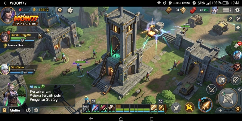Tampilan menarik dari gameplay Tower Defense di WOW77 dengan strategi menara yang mendebarkan.